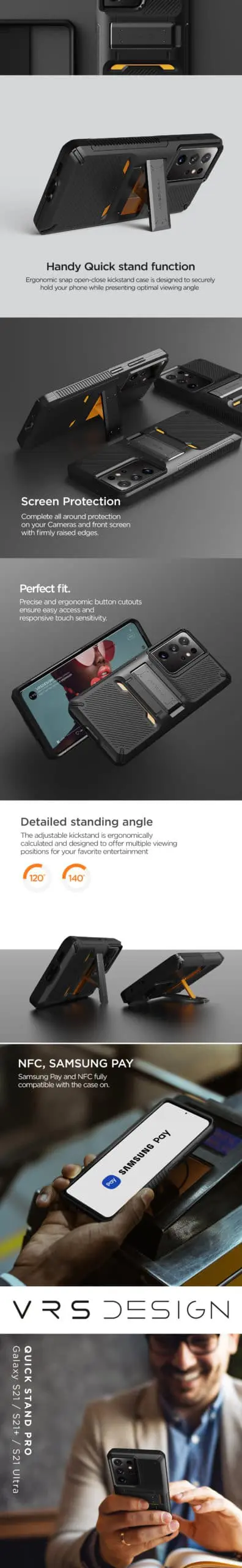 เคส VRS รุ่น Quick Stand - Galaxy S21 Plus - ดำ