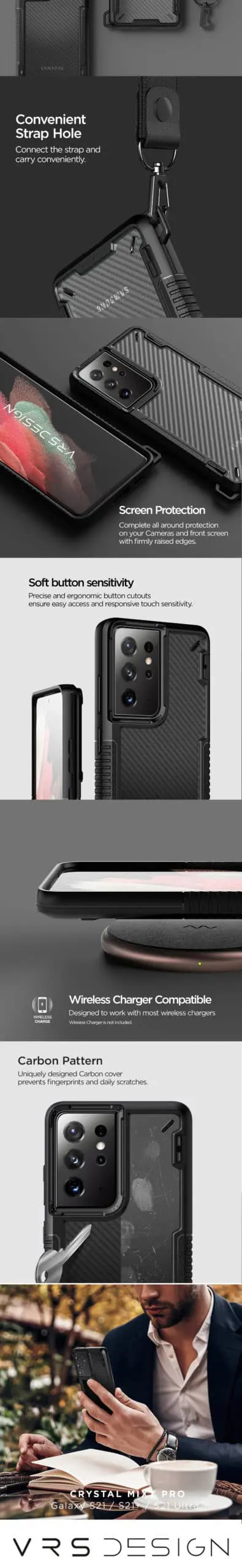 เคส VRS รุ่น Crystal Mixx Pro - Samsung Galaxy S21 Plus - สีดำ คาร์บอน