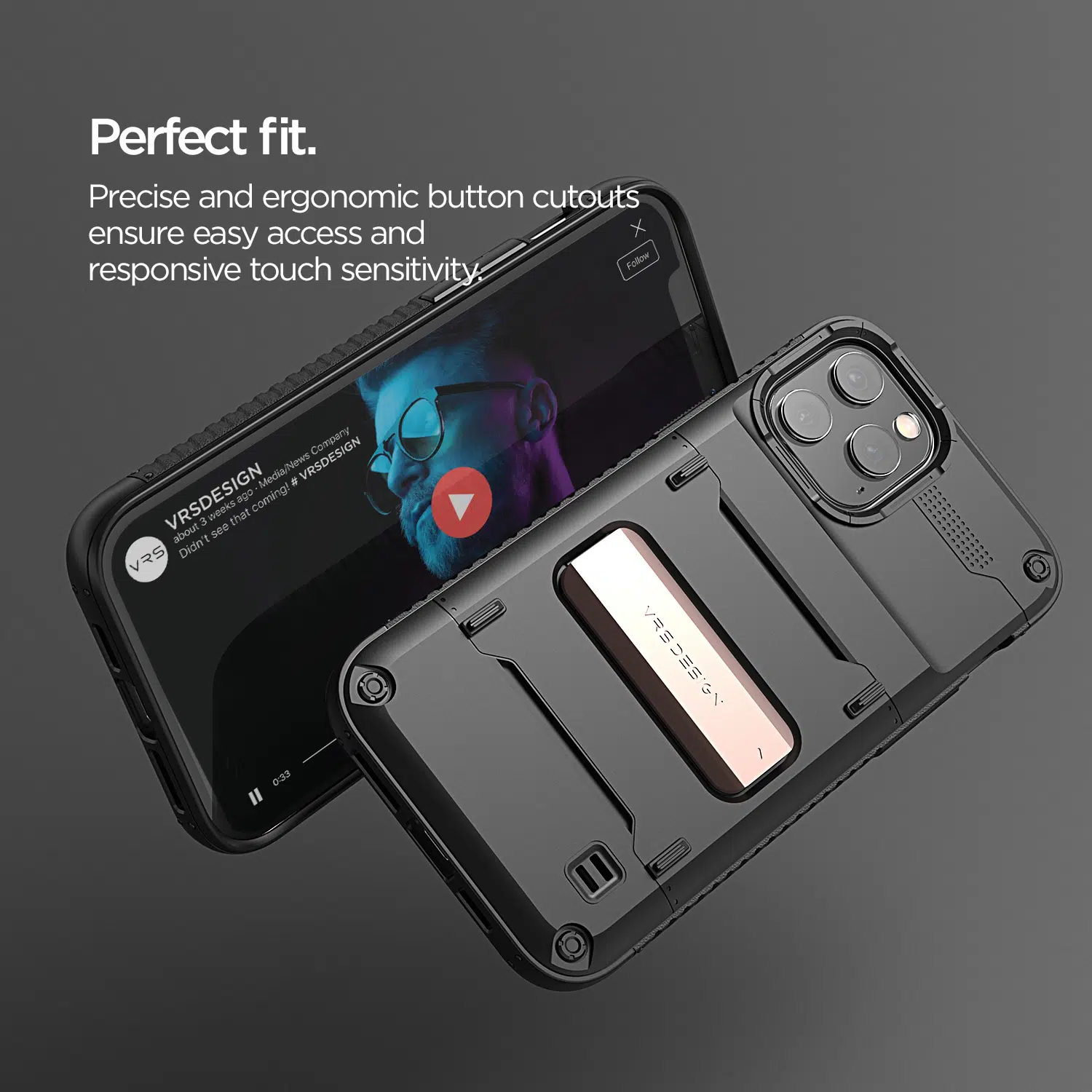 เคส VRS รุ่น Quick Stand - iPhone 12 Pro Max - ดำ/บรอนซ์