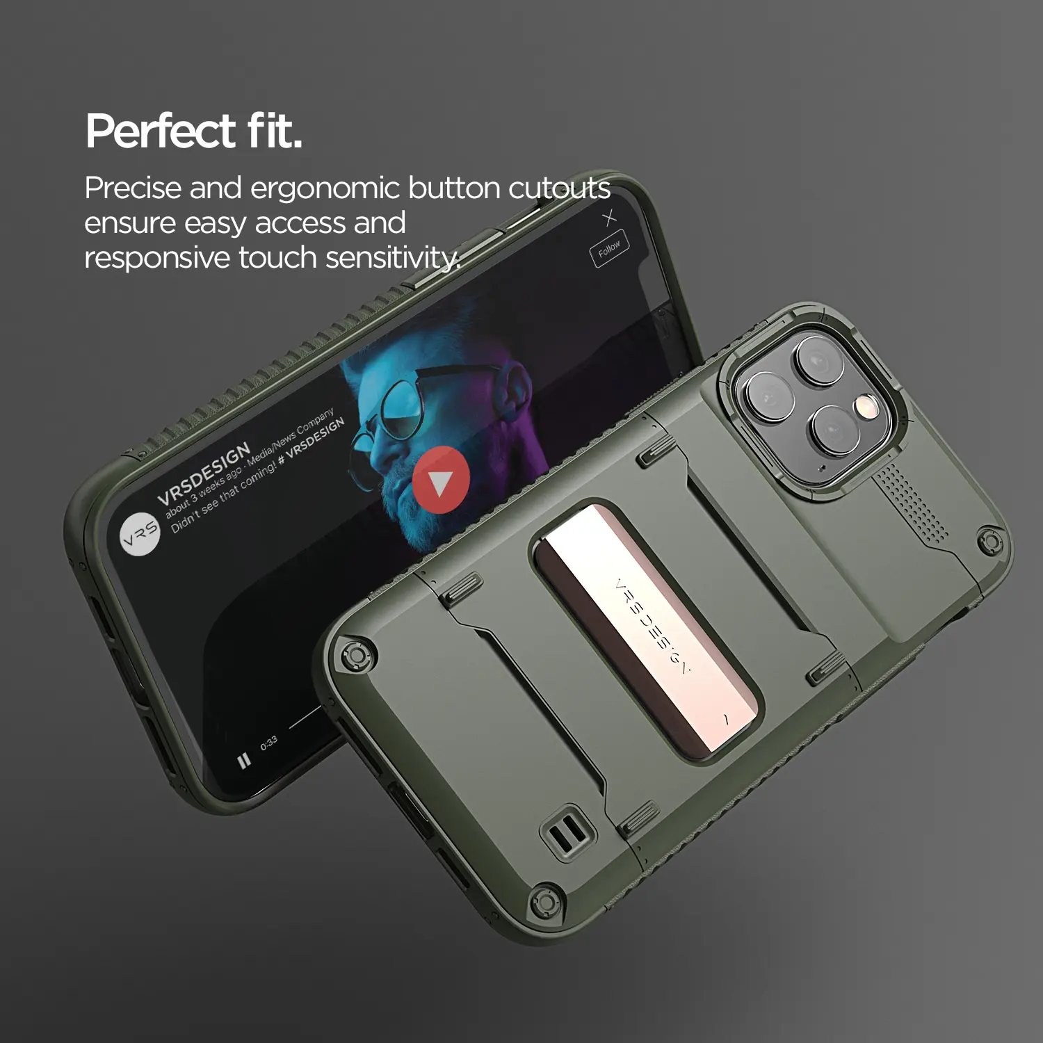 เคส VRS รุ่น Quick Stand - iPhone 12 Pro Max - เขียว/บรอนซ์