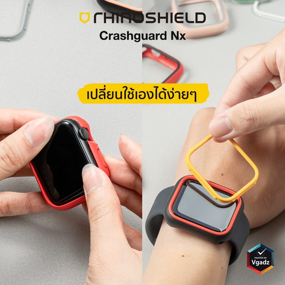 เคส RhinoShield รุ่น Crashguard NX - Apple Watch - Series SE2/6/SE/5/4 (44mm) - แดง