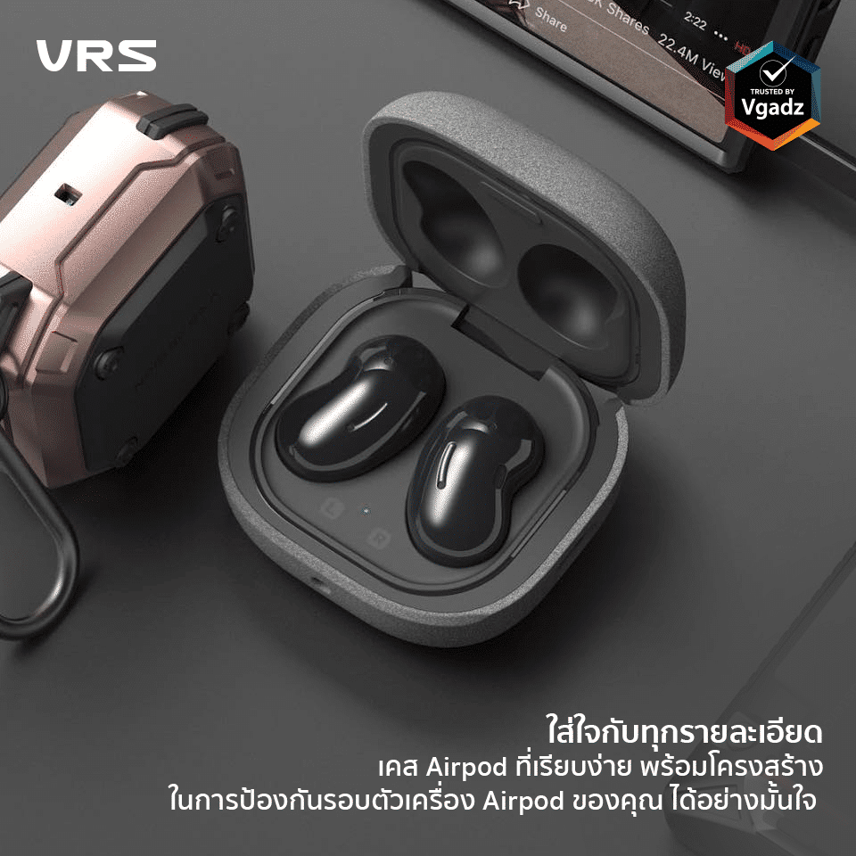 เคส VRS รุ่น Modern - Galaxy Buds 2 Pro/ Buds 2/ Buds Pro/ Buds Live - Metal Black