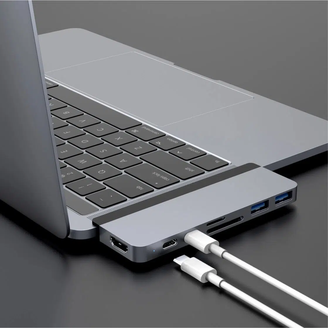 อุปกรณ์เชื่อมต่อ HYPER รุ่น HyperDrive DUO 7-in-2 Hub - USB-C MacBook Pro/Air - สีเทาสเปซเกรย์