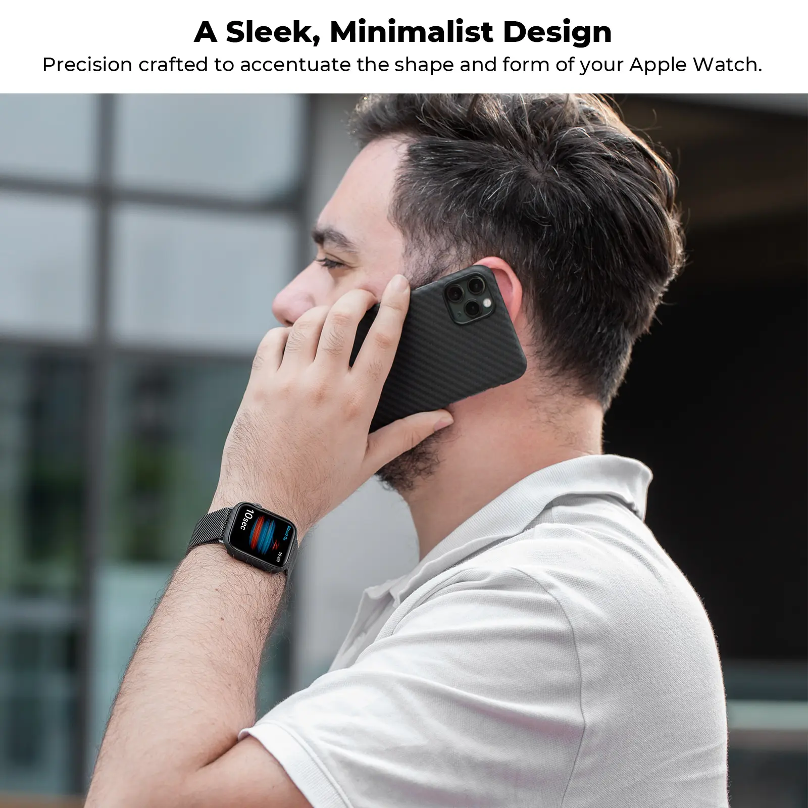 เคส Pitaka รุ่น Air - Apple Watch 45mm - สี Black/Grey Twill
