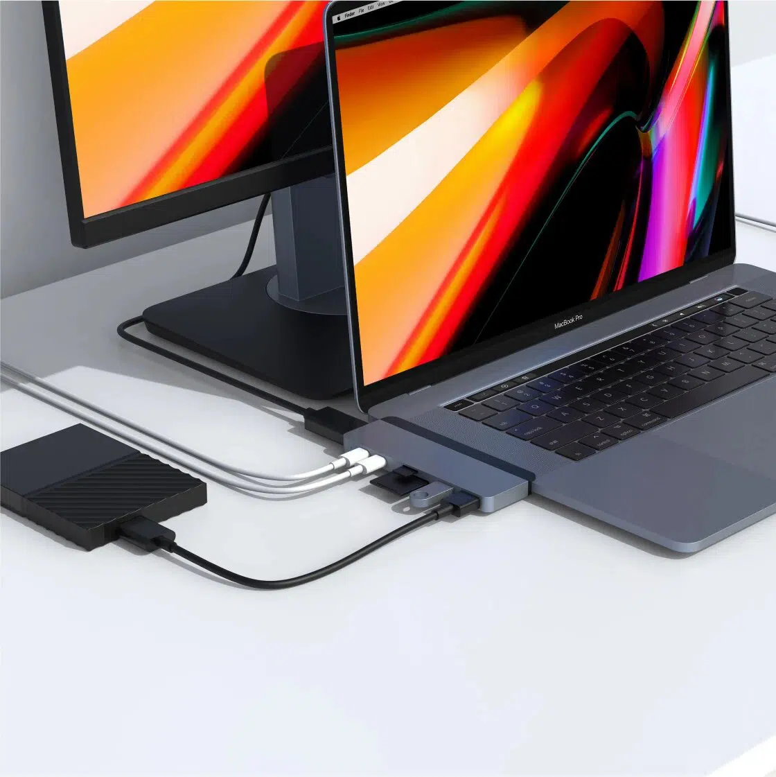 อุปกรณ์เชื่อมต่อ HYPER รุ่น HyperDrive DUO 7-in-2 Hub - USB-C MacBook Pro/Air - สีเทาสเปซเกรย์
