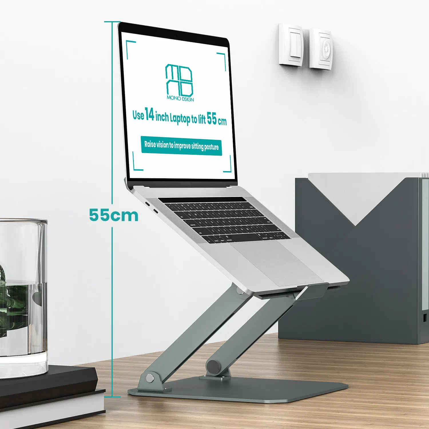 ขาตั้งโน้ตบุ๊ค Mono Dsign รุ่น Aluminium Elevator Laptop Stand (with Phone Stand) - สีเขียวเข้ม