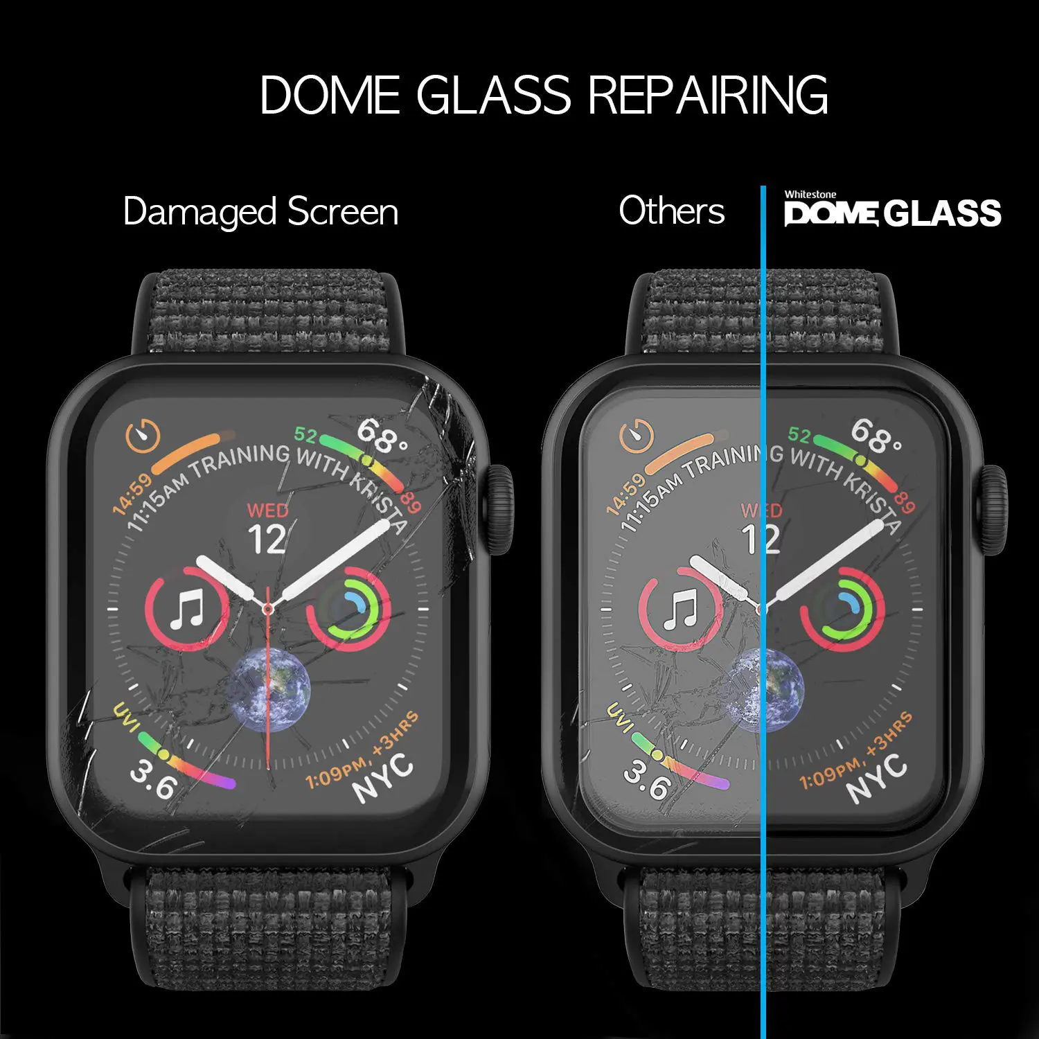 ฟิล์มกระจกนิรภัย Whitestone Dome Glass - Apple Watch Series 6/SE/5/4 (40mm) - อุปกรณ์การติดแบบครบชุด