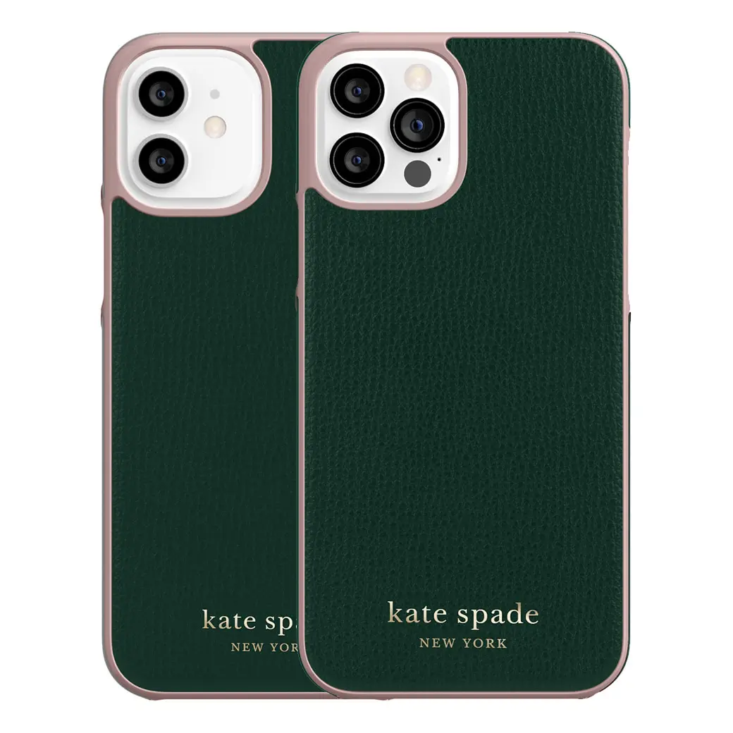 เคส Kate Spade New York รุ่น Wrap Case - iPhone 12 / 12 Pro - Deep Evergreen Rococo Pink