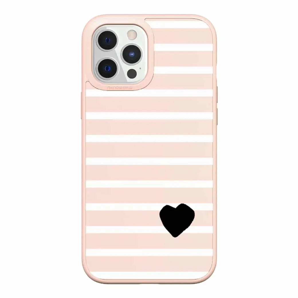 เคส RhinoShield รุ่น SolidSuit Graphic - iPhone 12 Pro Max - Blush Pink/Love Stripes II