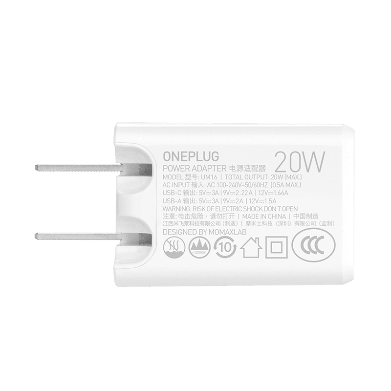 หัวปลั๊กชาร์จเร็ว Momax รุ่น ONE Plug Dual Port Charger (PD3.0 + QC3.0 total 20W max) - ขาว
