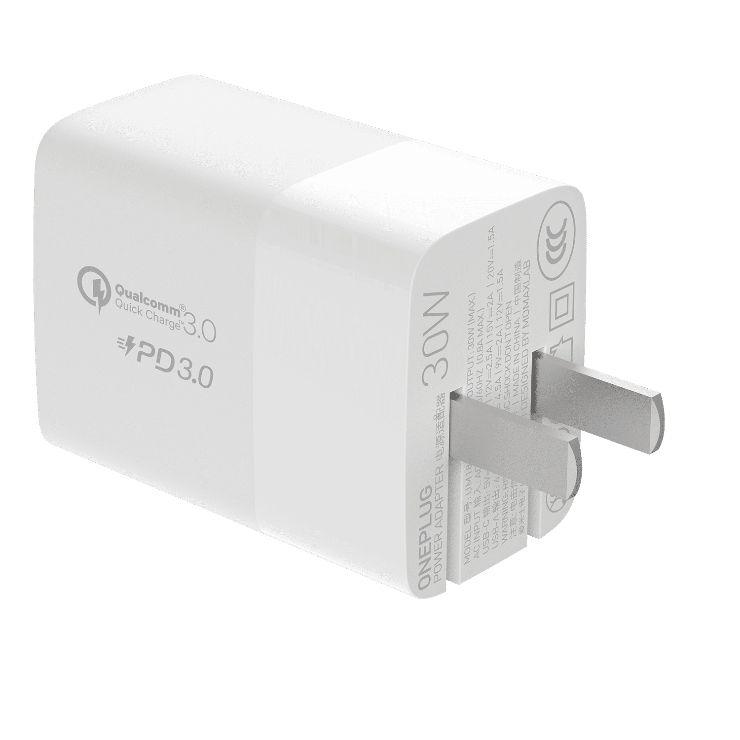หัวปลั๊กชาร์จเร็ว Momax รุ่น ONE Plug 2-Port USB-C PD Charger (30W) - สีขาว