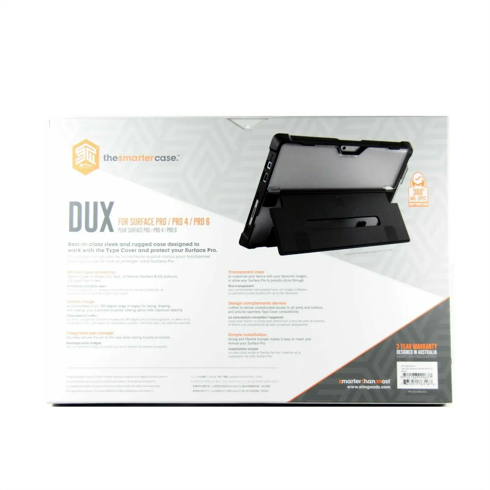 เคส STM รุ่น Dux - Microsoft Surface Pro/ Pro 4/ Pro 6 - สีดำ