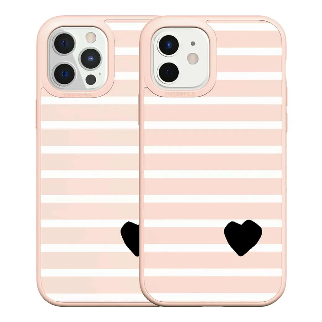 เคส RhinoShield รุ่น SolidSuit Graphic - iPhone 12 / 12 Pro - Blush Pink/Love Stripes II