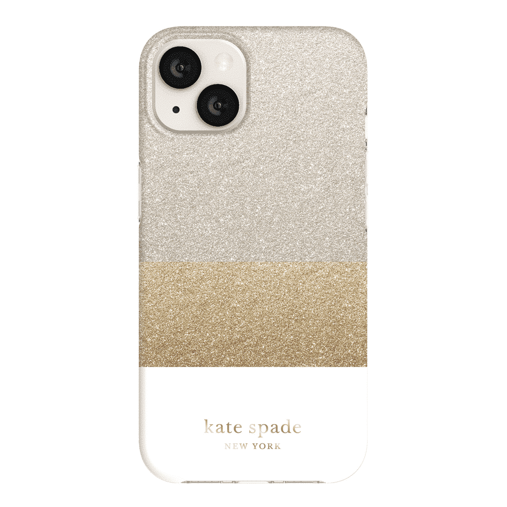 เคส Kate Spade New York รุ่น Protective Hardshell Case - iPhone 13 - Glitter Block White/Silver Glitter/Gold Glitter