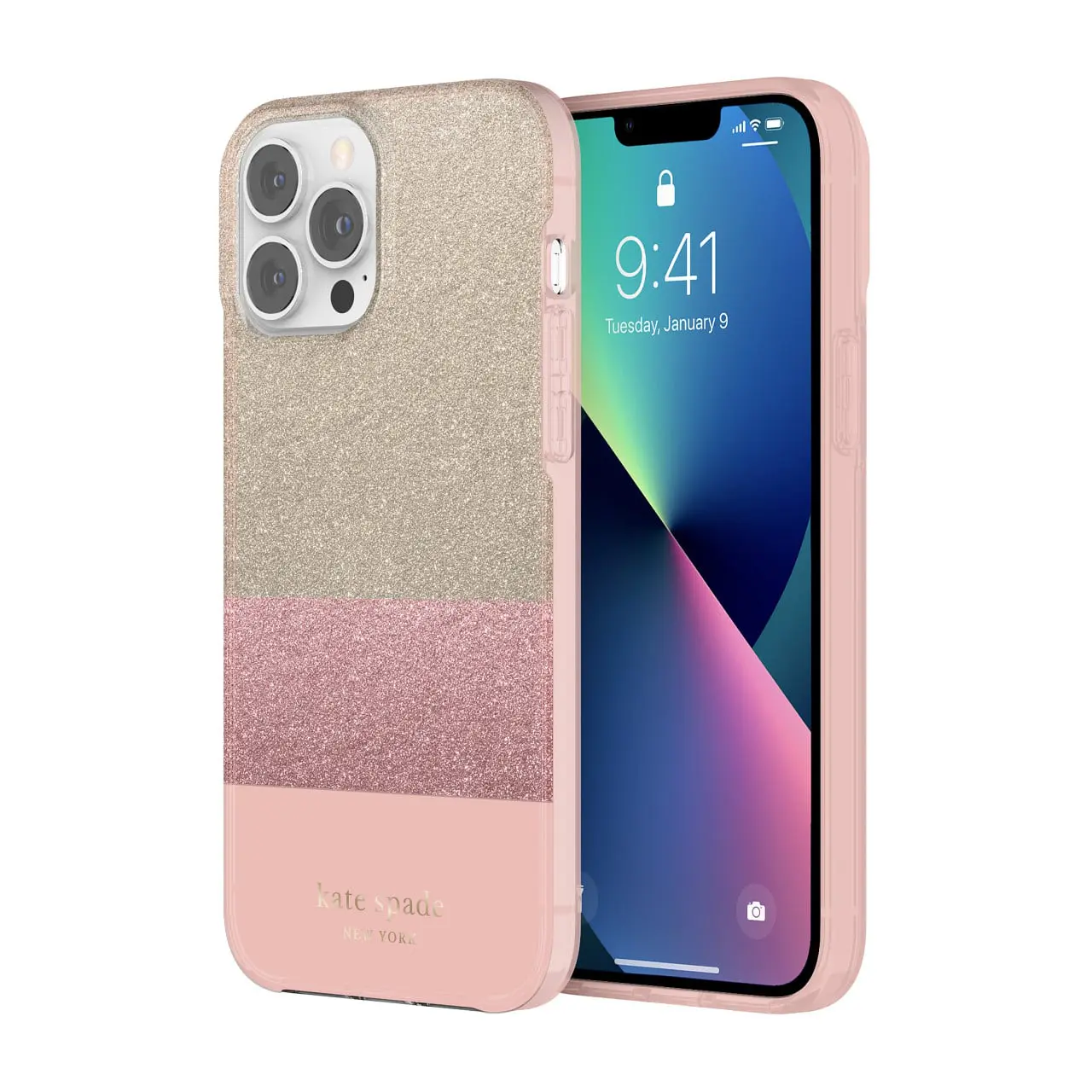 เคส Kate Spade New York รุ่น Protective Hardshell Case - iPhone 13 Pro Max - Glitter Block Pink/Quartz Pink/Pink Glitter/Gold Glitter