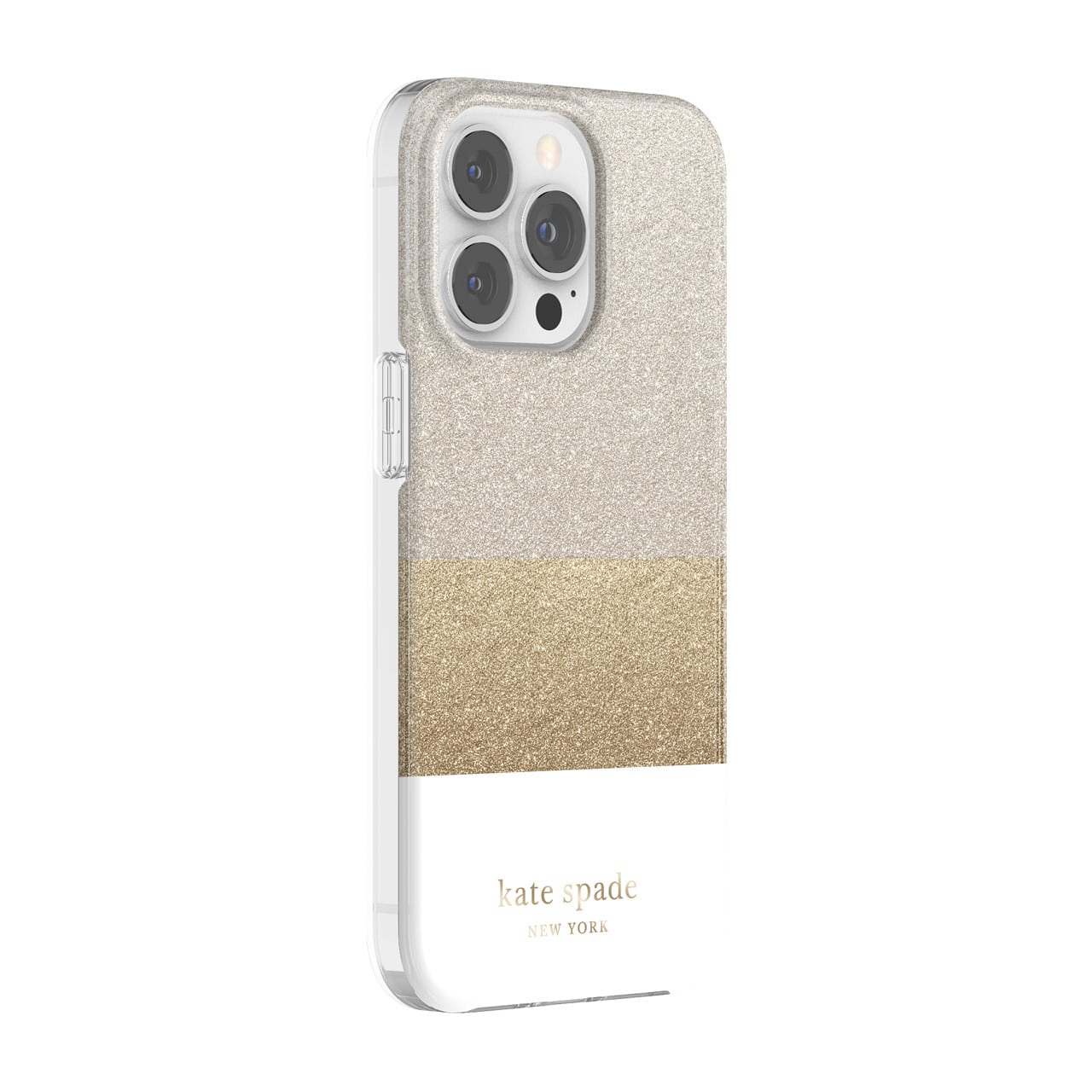 เคส Kate Spade New York รุ่น Protective Hardshell Case - iPhone 13 Pro - Glitter Block White/Silver Glitter/Gold Glitter