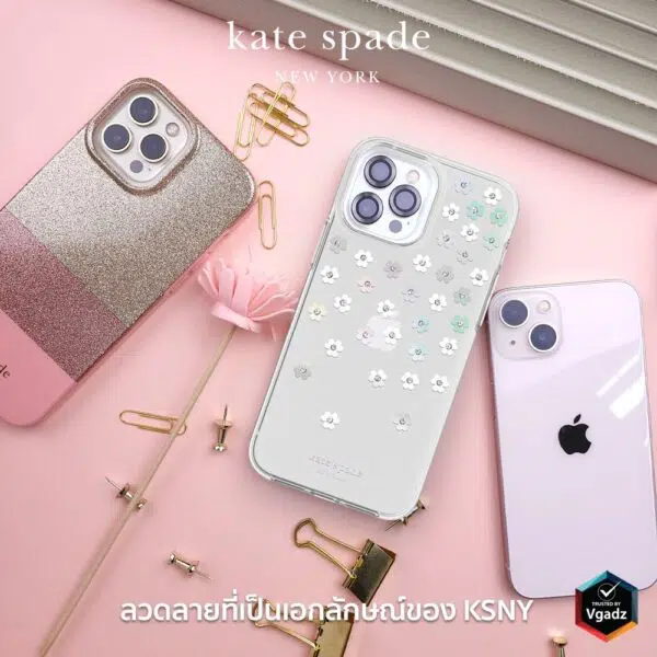 เคส Kate Spade New York รุ่น Protective Hardshell Case - iPhone 13 Pro - Glitter Block White/Silver Glitter/Gold Glitter