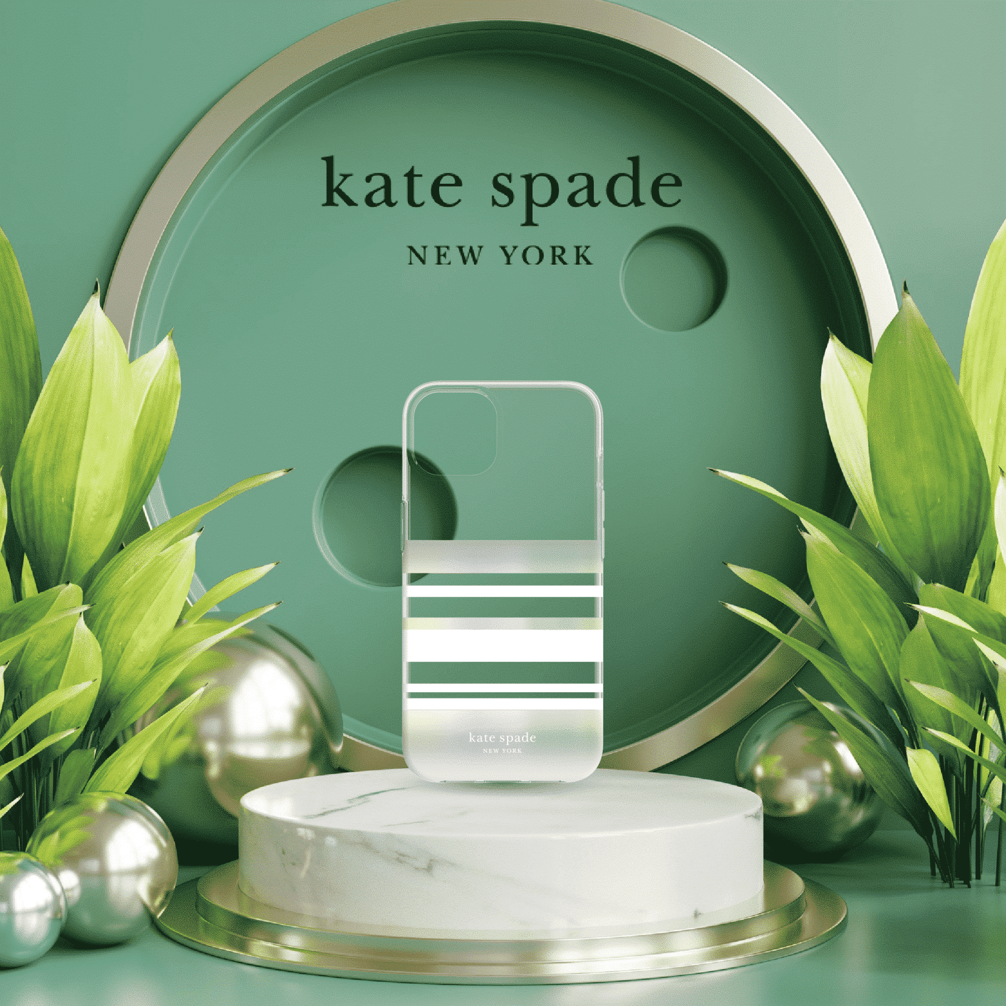 เคส Kate Spade New York รุ่น Protective Hardshell Case - iPhone 13 Pro Max - Park Stripe