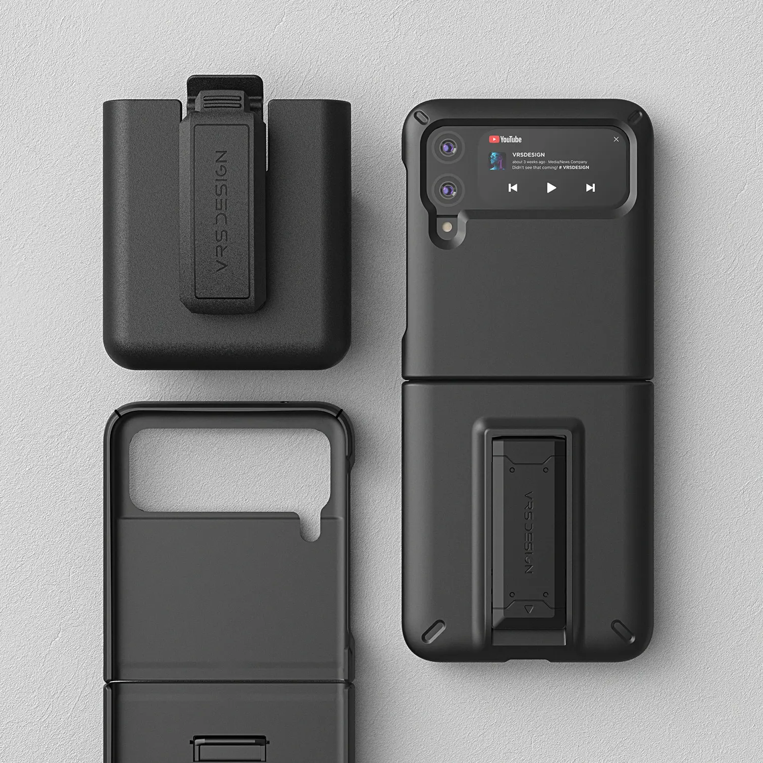 เคสกันกระแทก VRS รุ่น Quick Stand Modern + Multi Clip - Galaxy Z Flip 3 - Matte Black