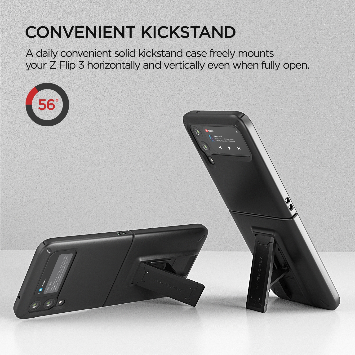 เคสกันกระแทก VRS รุ่น Quick Stand Modern + Multi Clip - Galaxy Z Flip 3 - Matte Black
