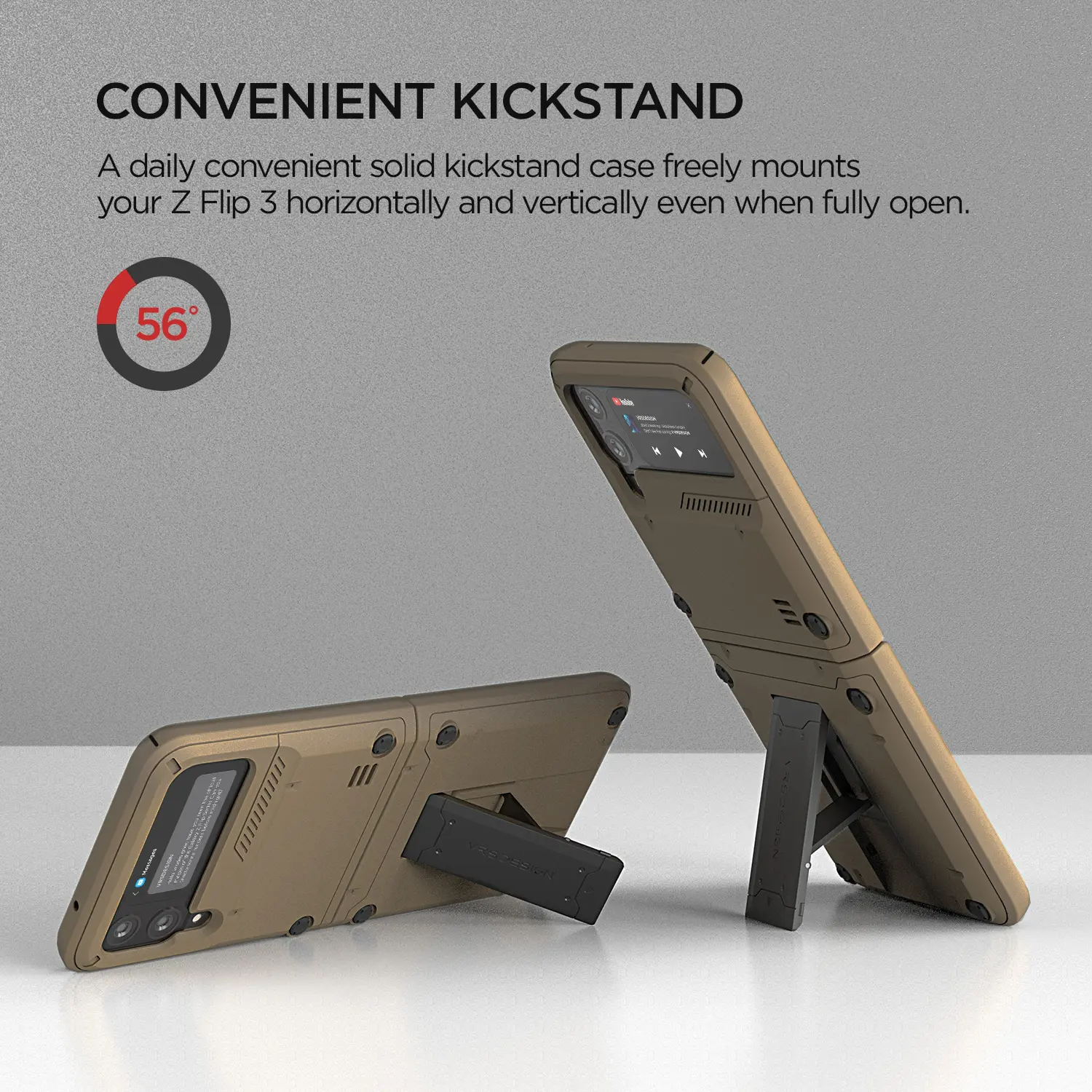 เคสกันกระแทก VRS รุ่น Quick Stand Active - Galaxy Z Flip 3 - Cream White