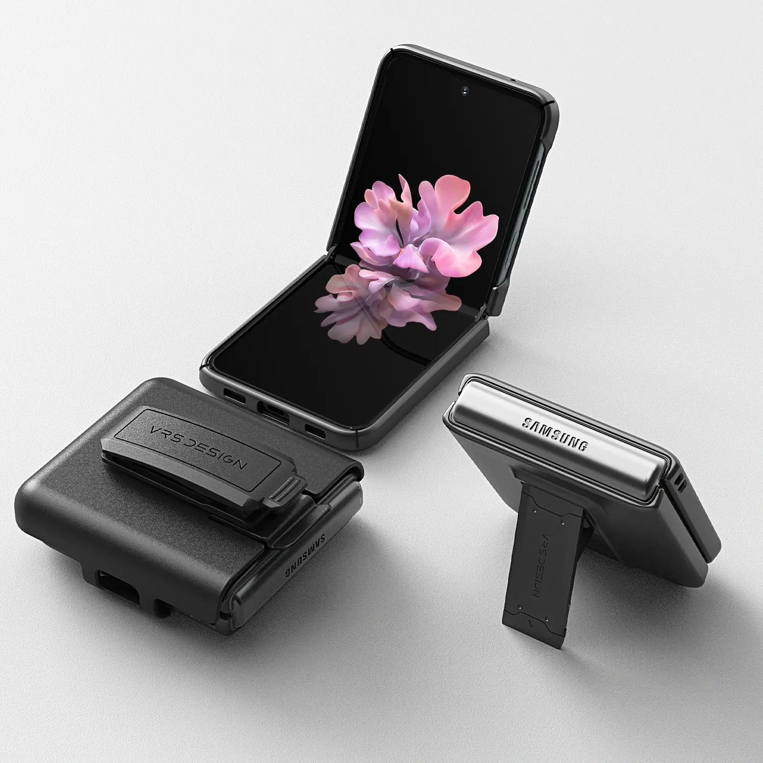 เคสกันกระแทก VRS รุ่น Quick Stand Modern + Multi Clip - Galaxy Z Flip 3 - Matte Black