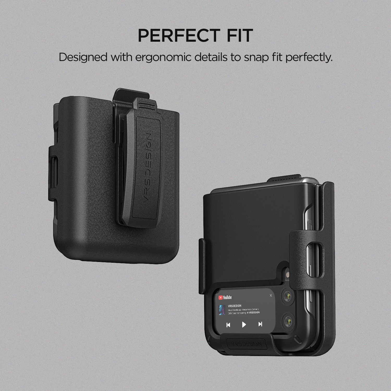 เคสกันกระแทก VRS รุ่น Quick Stand Modern + Multi Clip - Galaxy Z Flip 3 - Matte Black