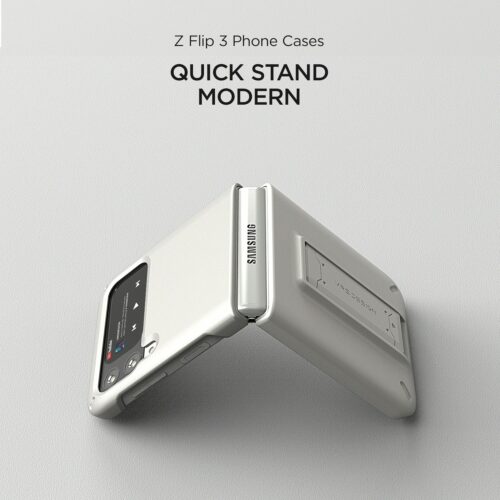 เคสกันกระแทก VRS รุ่น Quick Stand Modern - Galaxy Z Flip 3 - White - Image 8