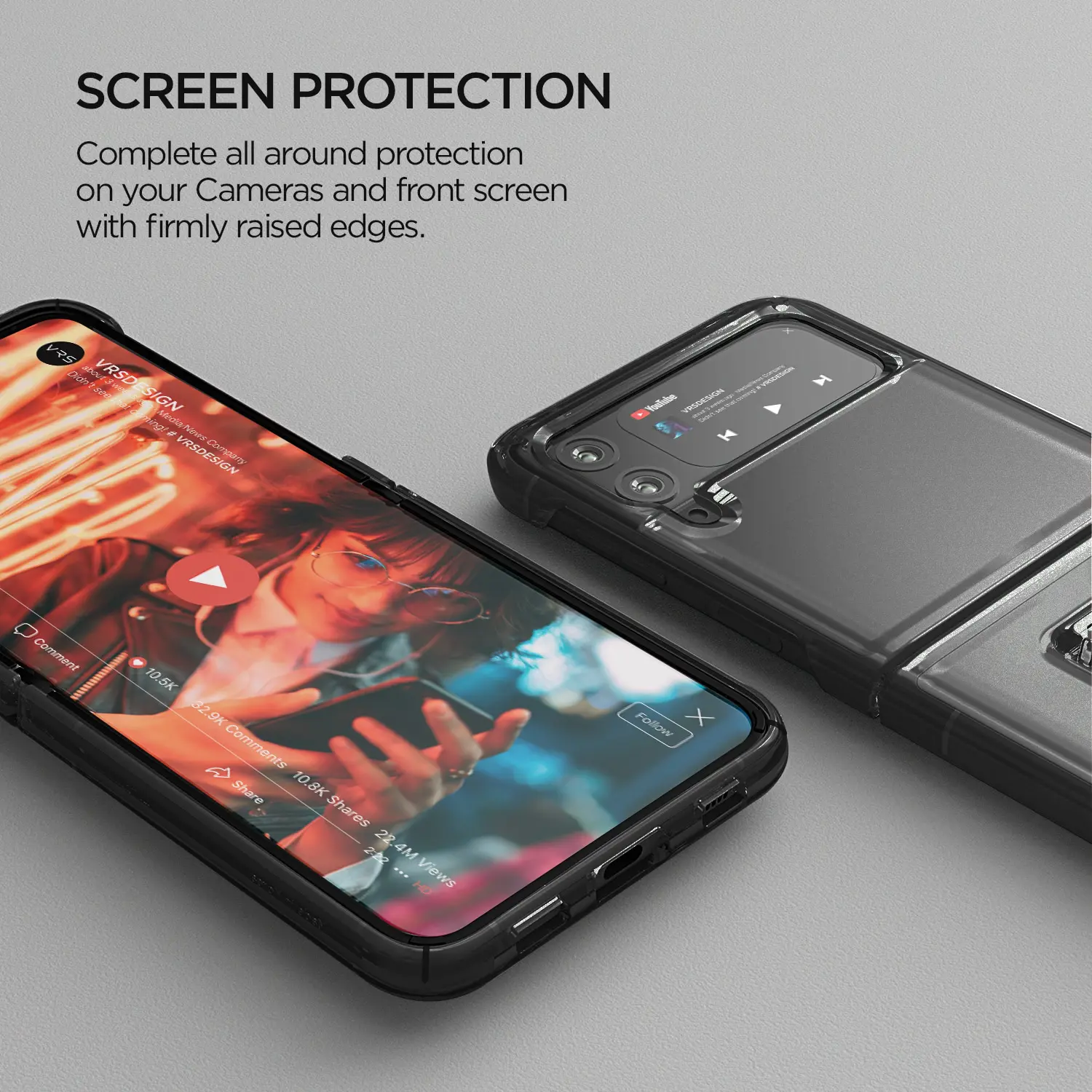 เคสกันกระแทก VRS รุ่น Quick Stand Modern + Multi Clip - Galaxy Z Flip 3 - Clear