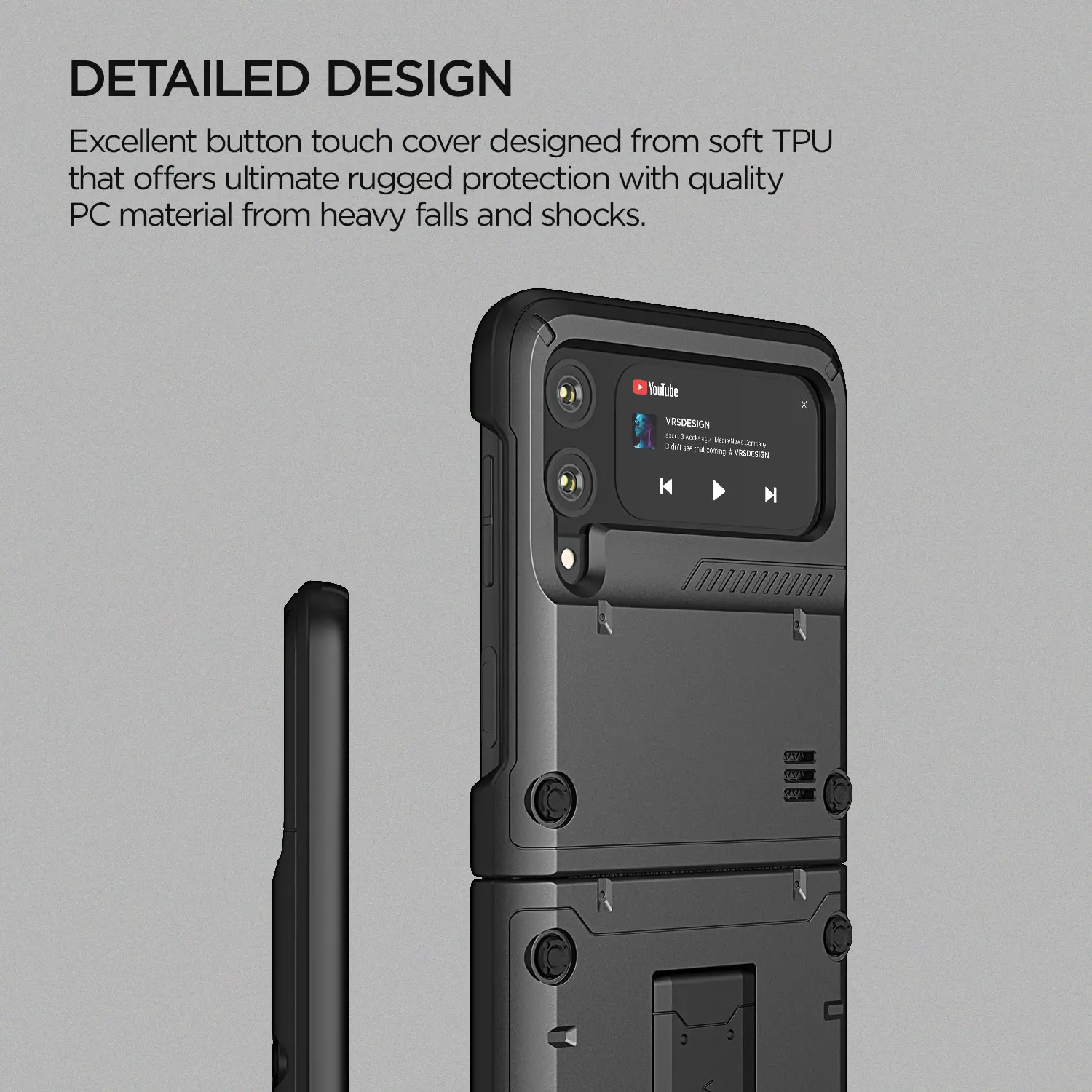 เคสกันกระแทก VRS รุ่น Quick Stand Active - Galaxy Z Flip 3 - Metal Black