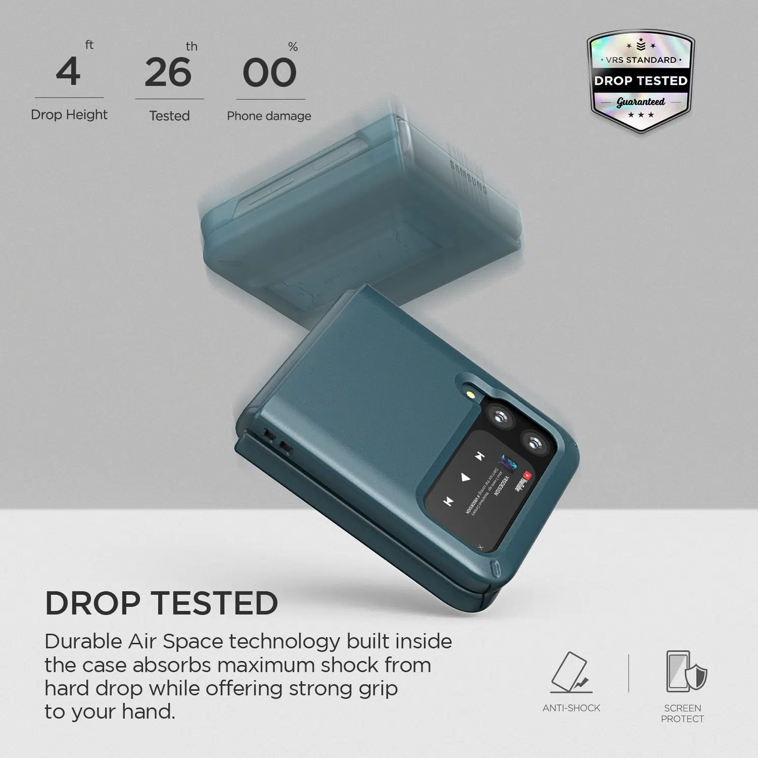 เคสกันกระแทก VRS รุ่น Quick Stand Modern - Galaxy Z Flip 3 - Ash Green