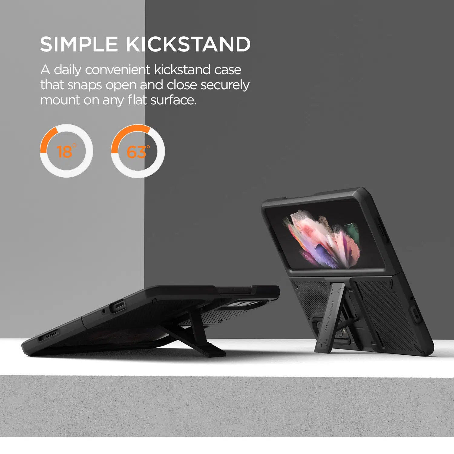 เคส VRS รุ่น Quick Stand Pro - Galaxy Z Fold 3 - Matte Black