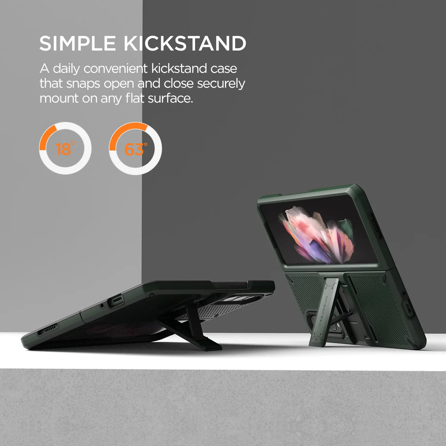 เคส VRS รุ่น Quick Stand Pro - Galaxy Z Fold 3 - Dark Green