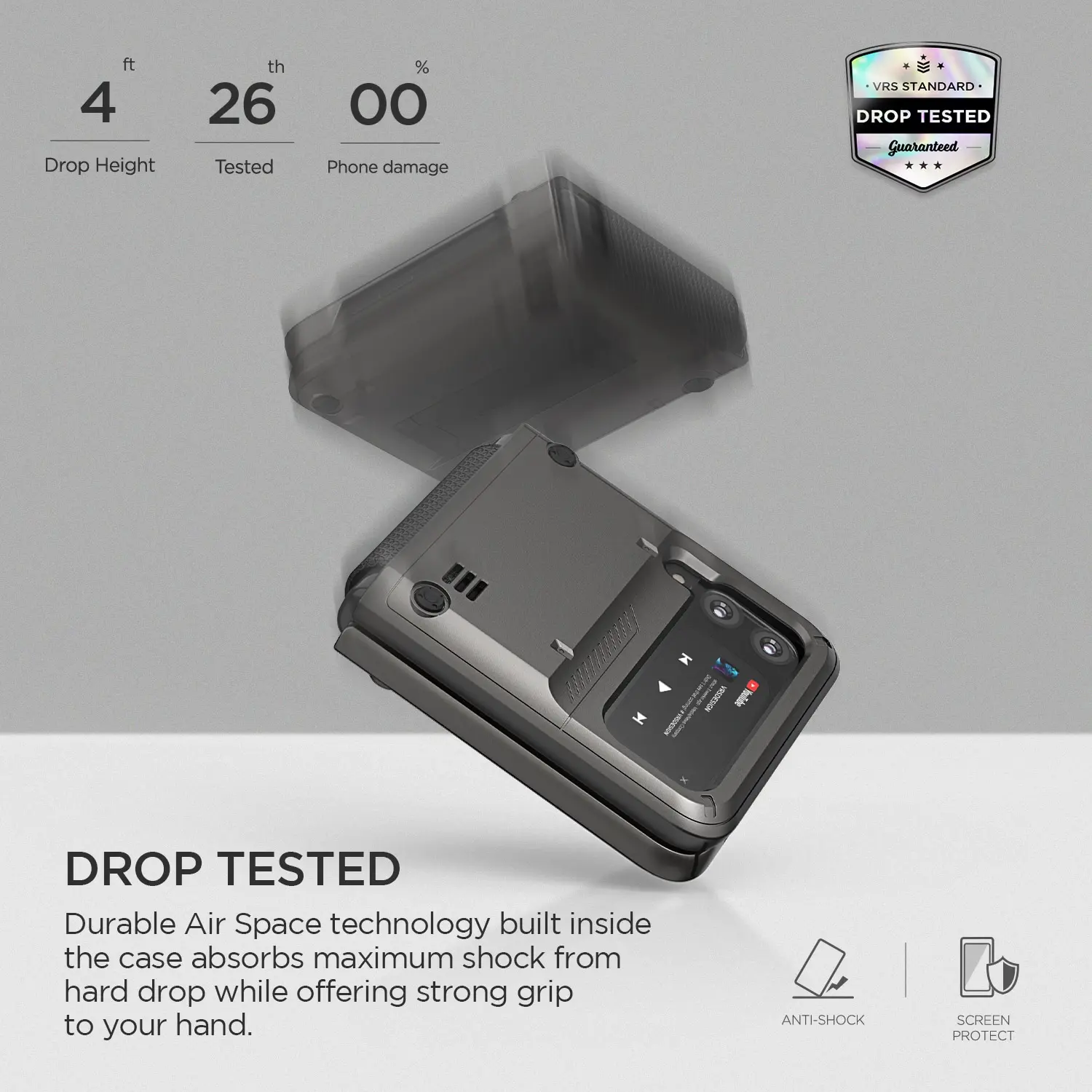 เคสกันกระแทก VRS รุ่น Quick Stand Active - Galaxy Z Flip 3 - Matte Black