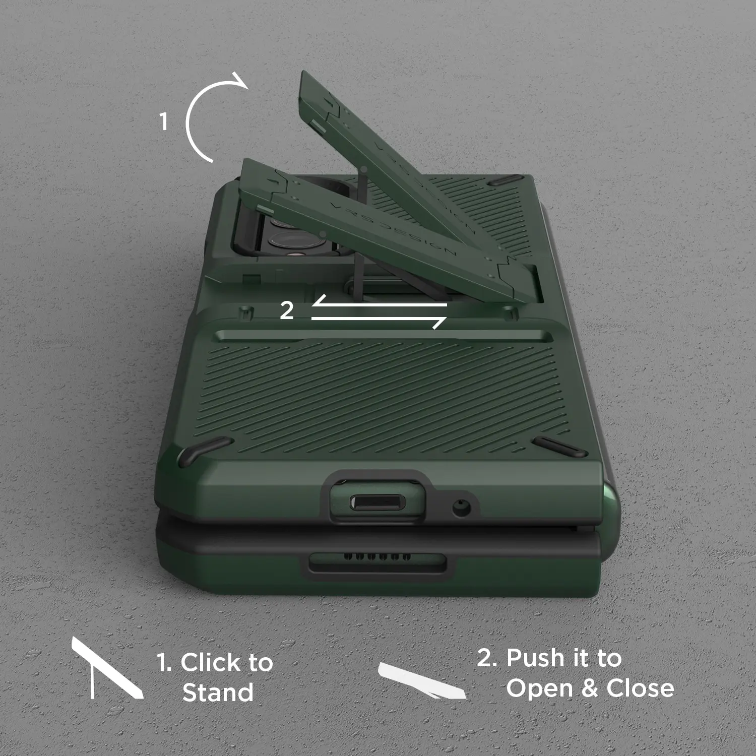 เคส VRS รุ่น Quick Stand Pro - Galaxy Z Fold 3 - Dark Green