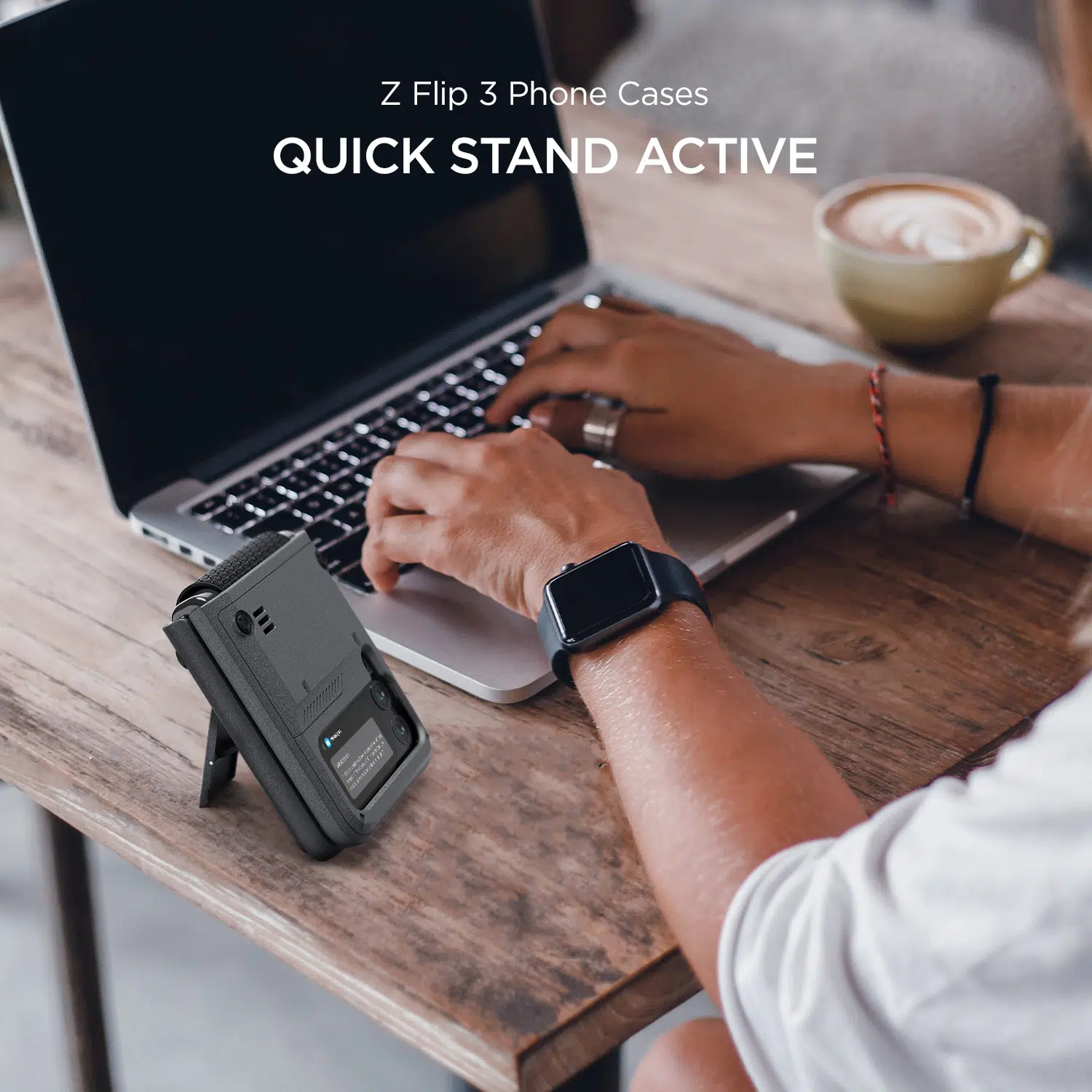 เคสกันกระแทก VRS รุ่น Quick Stand Active - Galaxy Z Flip 3 - Sand Stone