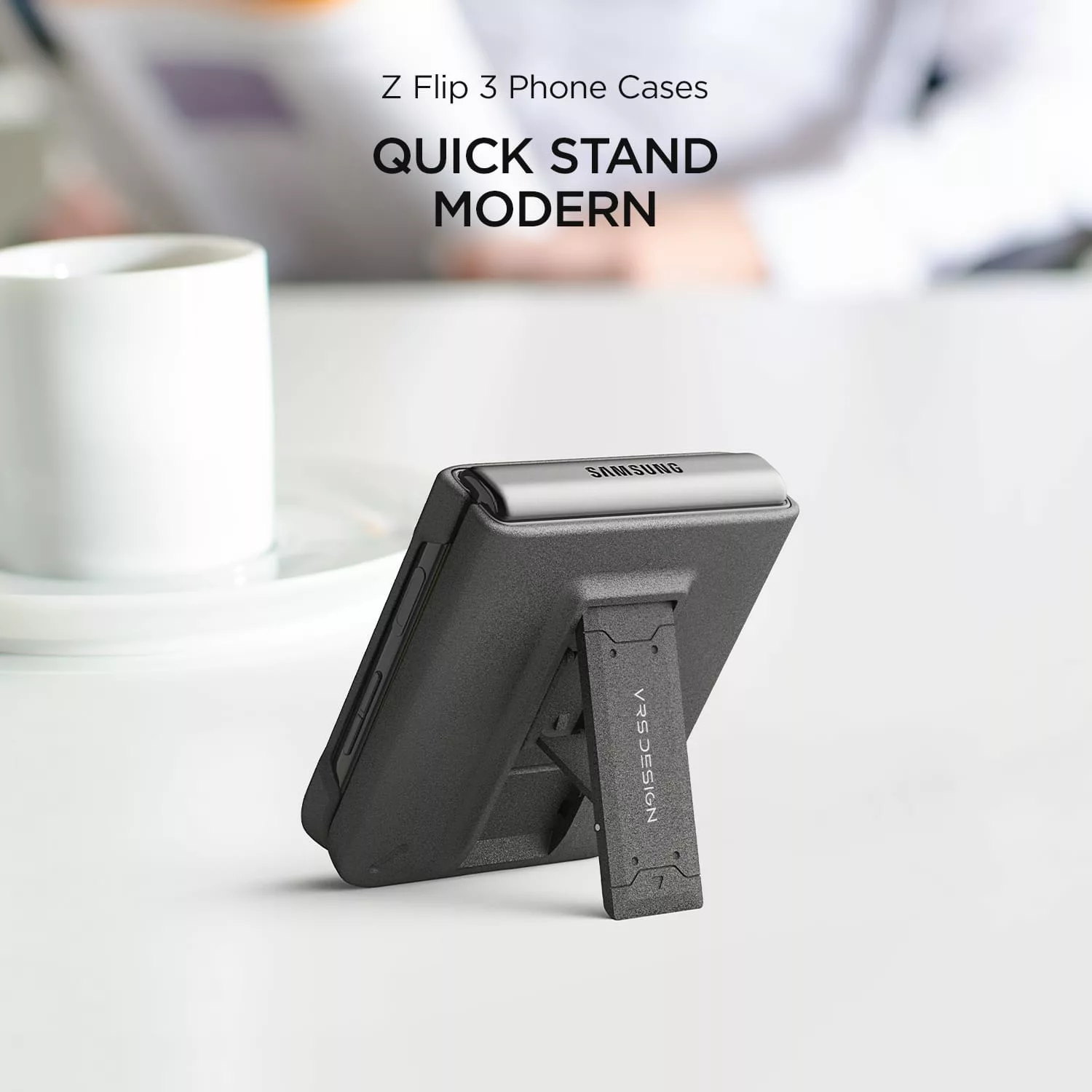 เคสกันกระแทก VRS รุ่น Quick Stand Modern - Galaxy Z Flip 3 - Sand Stone