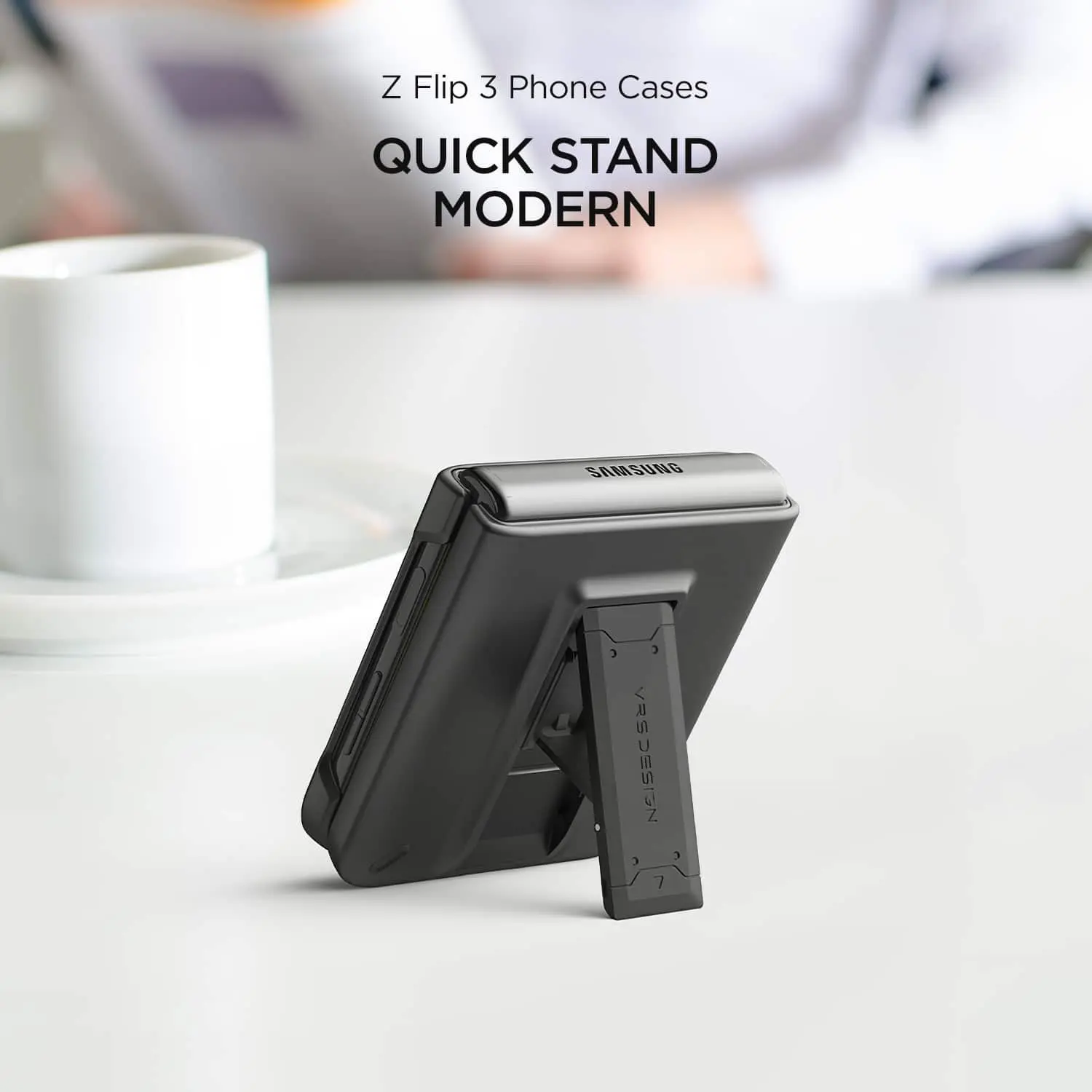 เคสกันกระแทก VRS รุ่น Quick Stand Modern - Galaxy Z Flip 3 - Matte Black