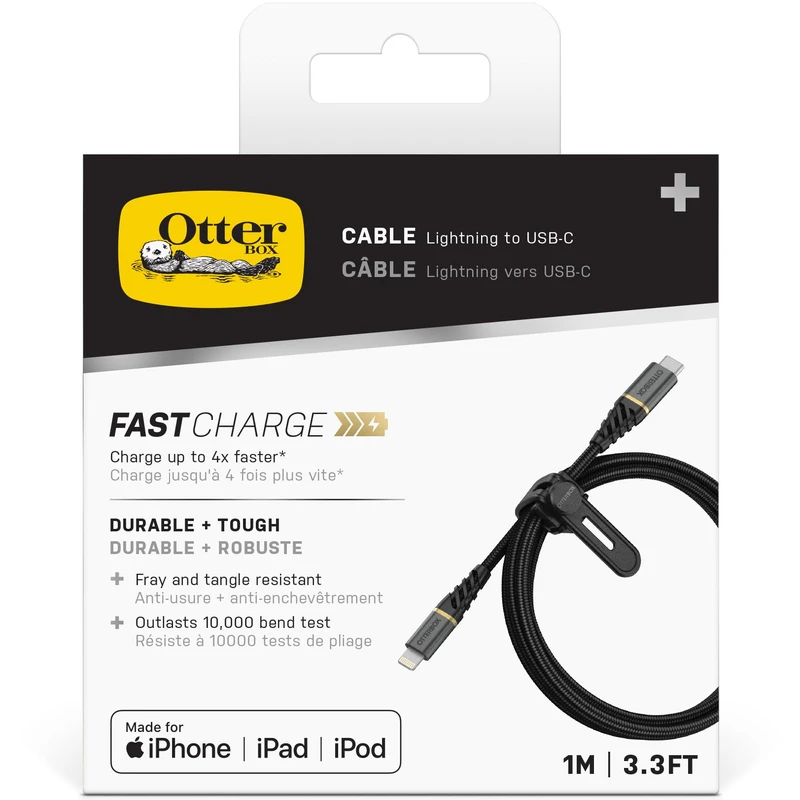 สายชาร์จ OtterBox รุ่น Premium USB C to Lightning Cable - 1M PD Fast Charge - สี Glamour Black