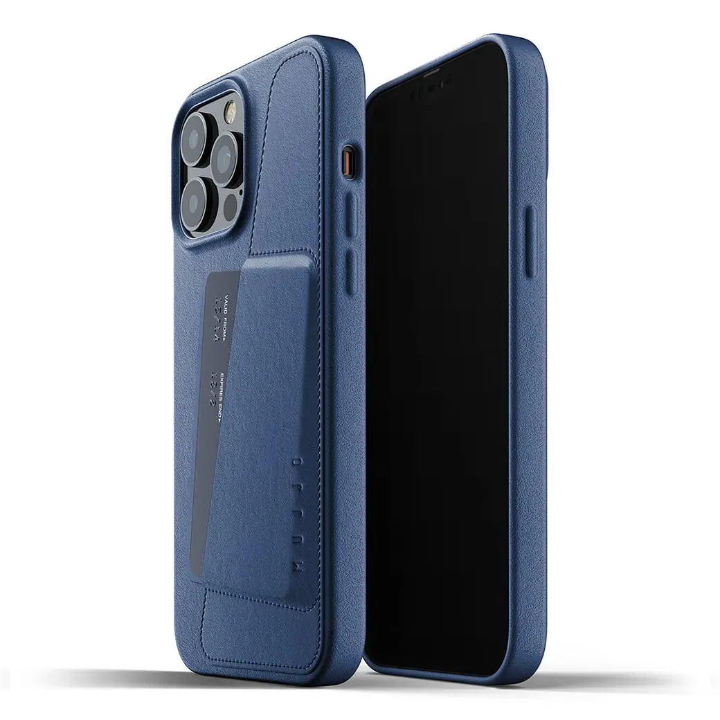 เคส Mujjo รุ่น Full Leather Wallet - iPhone 13 Pro Max - สีน้ำเงิน