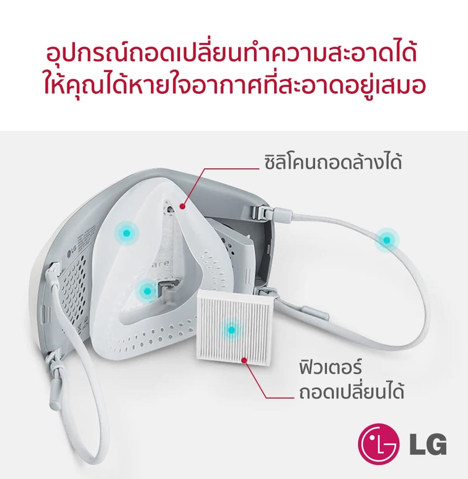 หน้ากาก LG รุ่น Puricare Wearable Air Purifier 2nd Gen - ดำ 8 หน้ากาก LG รุ่น Puricare Wearable Air Purifier 2nd Gen - ดำ