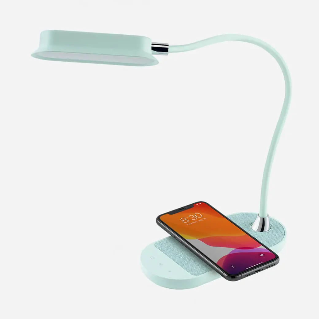 โคมไฟตั้งโต๊ะ Momax รุ่น Q.LED Flex Mini Desk Lamp พร้อมชาร์จแบบไร้สาย - Lake Blue