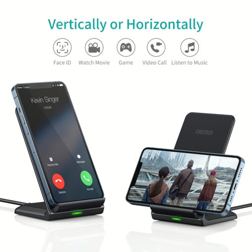 แท่นชาร์จไร้สาย Choetech รุ่น 10W Fast Wireless Charging Stand และสาย AC Cable 1.2m (T524-S) - สีดำ - Image 2