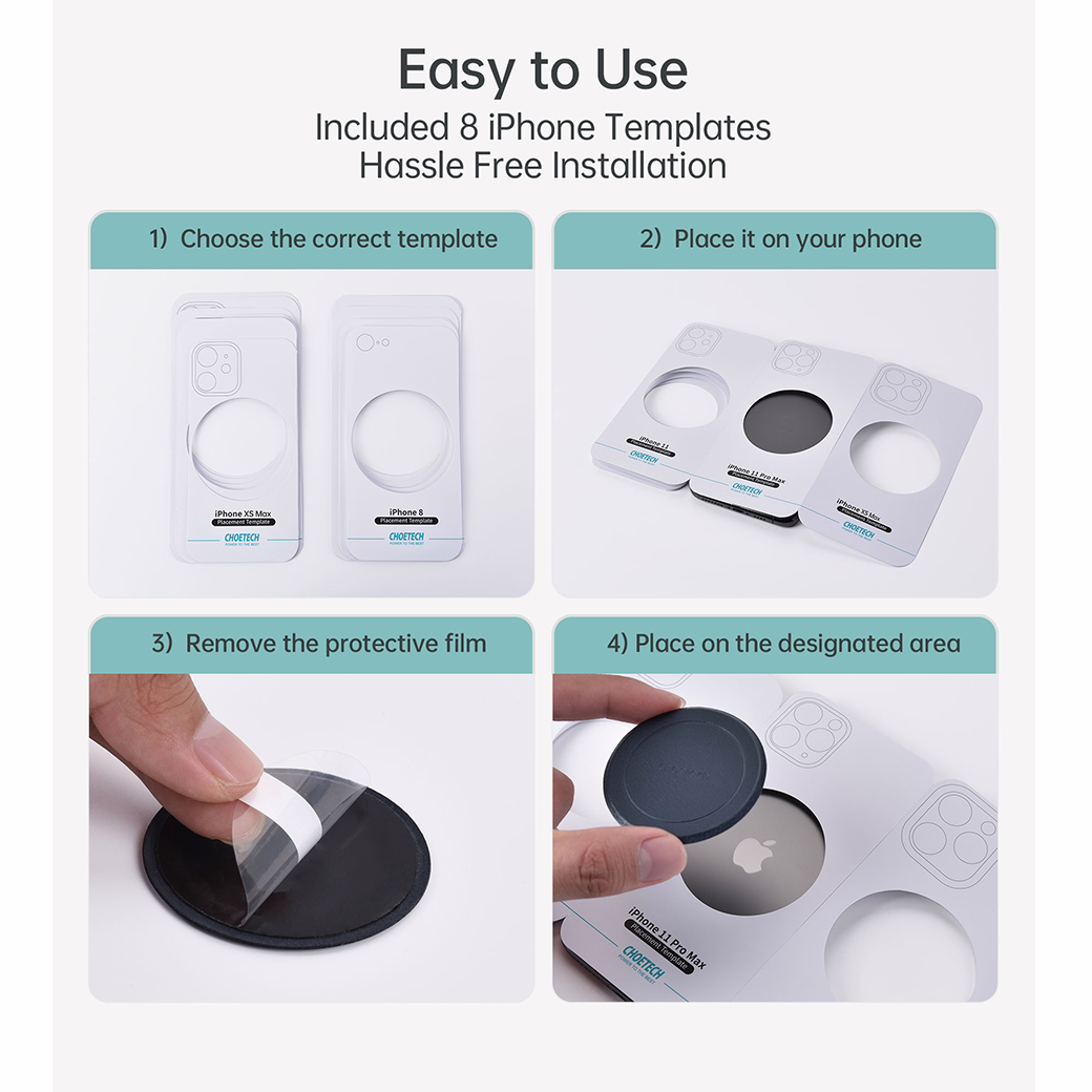 แผ่นติดแม่เหล็ก Choetech รุ่น Magnetic Metal Plate สำหรับใช้งานกับอุปกรณ์ Magsafe (Pc0093) - สีเขียว