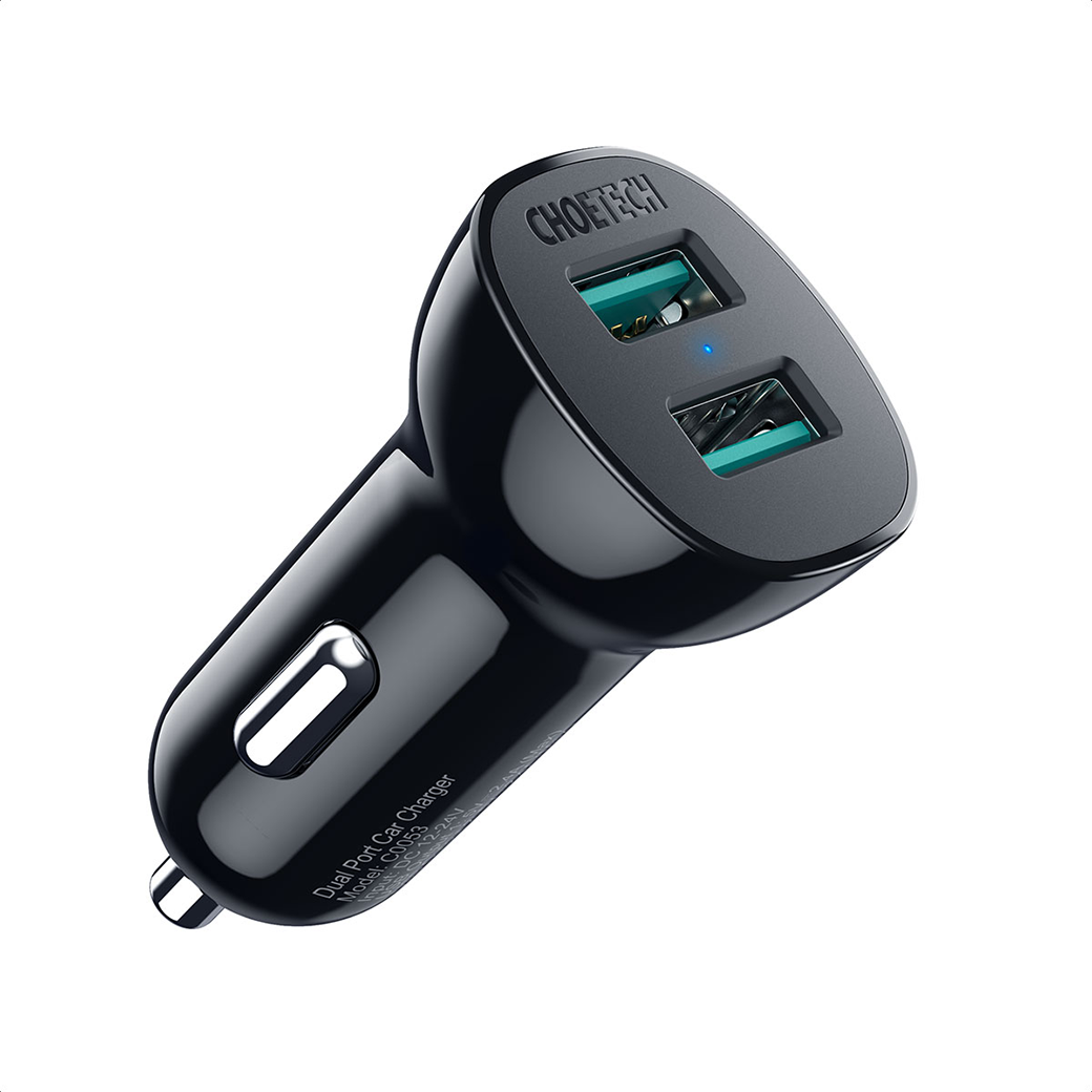 ที่ชาร์จในรถยนต์ Choetech รุ่น Dual USB-A QC3.0 36W Car Charger (C0051-V5) - สีดำ