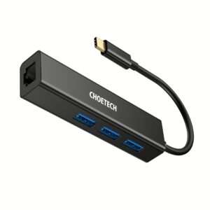 อุปกรณ์เชื่อมต่อ Choetech รุ่น 4-In-1 USB-C to RJ45 Adapter HUB (U02) - สีดำ