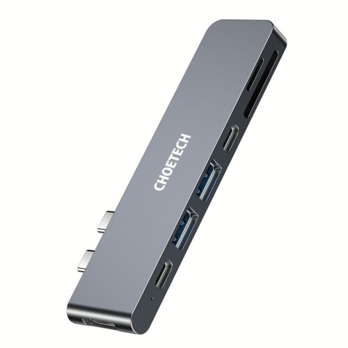 อุปกรณ์เชื่อมต่อ Choetech รุ่น 7-In-2 USB-C Multiport Adapter Hub (M14) - สีเทา