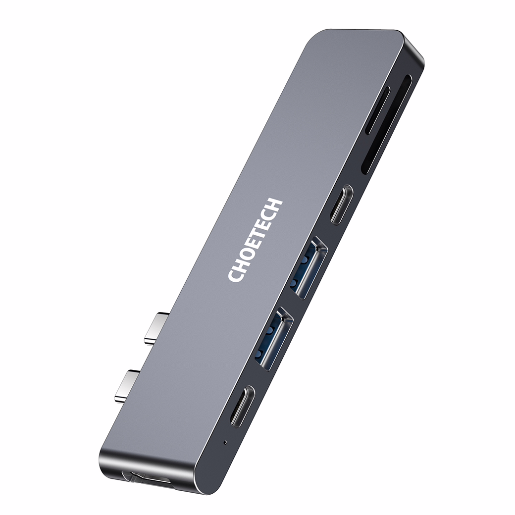 อุปกรณ์เชื่อมต่อ Choetech รุ่น 7-In-2 USB-C Multiport Adapter Hub (M14) - สีเทา