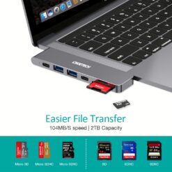 อุปกรณ์เชื่อมต่อ Choetech รุ่น 7-In-2 USB-C Multiport Adapter Hub (M14) - สีเทา