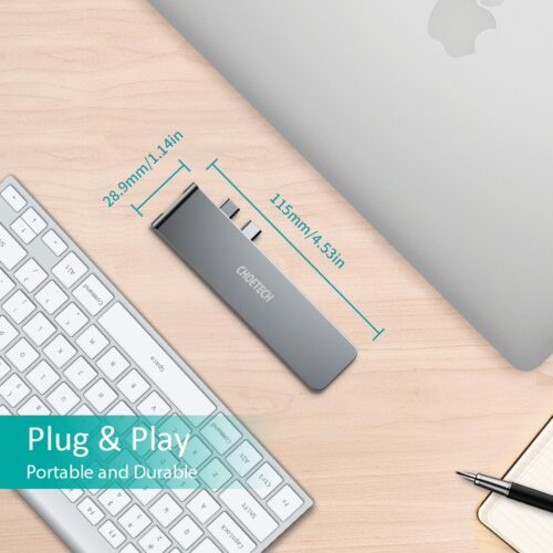 อุปกรณ์เชื่อมต่อ Choetech รุ่น 7-In-2 USB-C Multiport Adapter Hub (M14) - สีเทา - Image 10